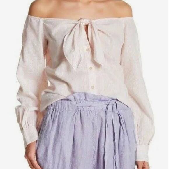 Free People Off the shoulder blouse sz M Free People Hello There Beautiful Top - Picture 1 of 7